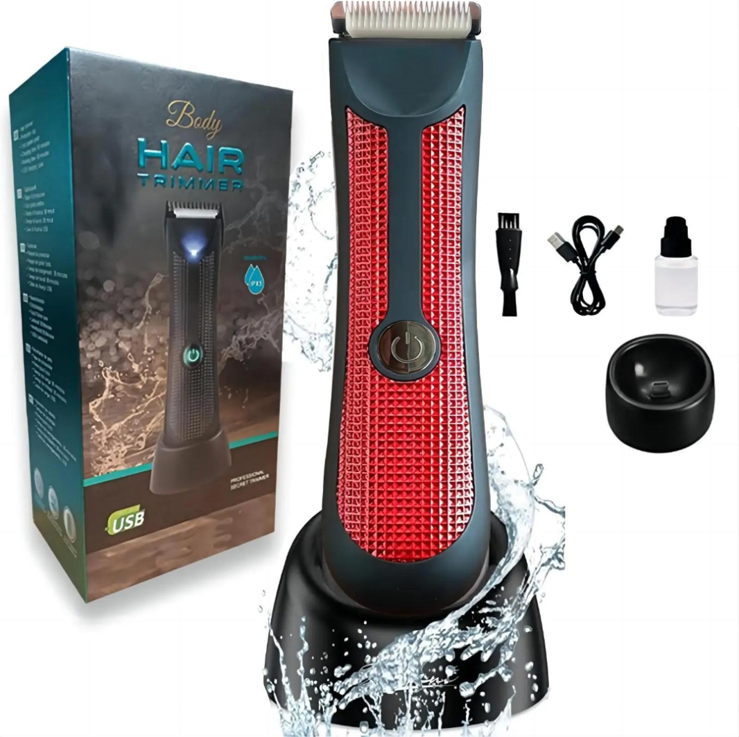 Electric Groin & Body Hair Trimmer, Replaceable Ceramic Blade Heads,Waterproof Wet/Dry Body Groomer 1